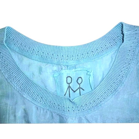$139 Johnny Was Vintage Top X Large Knit Trim on Neck +Sleeves Blue Cerulean NWT - Picture 6 of 13